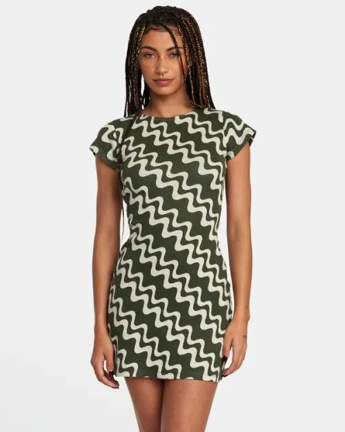 Rvca Soho Short Sleeve Dress Forest Women Dresses and Rompers