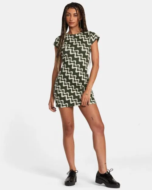 Rvca Soho Short Sleeve Dress Forest Women Dresses and Rompers