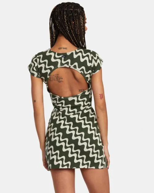 Rvca Soho Short Sleeve Dress Forest Women Dresses and Rompers