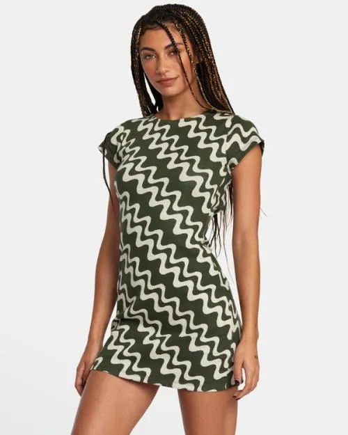 Rvca Soho Short Sleeve Dress Forest Women Dresses and Rompers