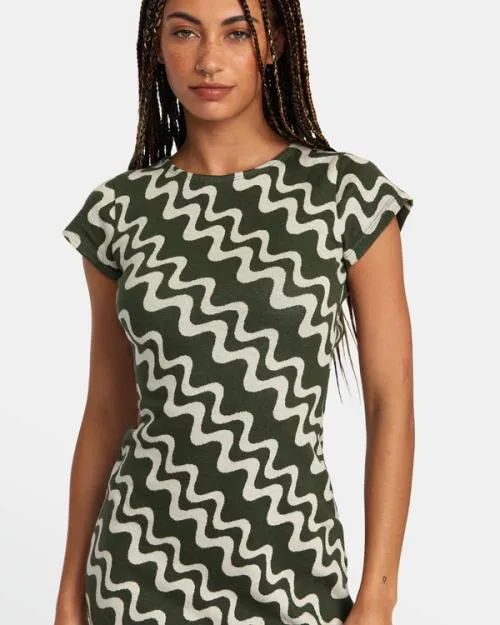 Rvca Soho Short Sleeve Dress Forest Women Dresses and Rompers