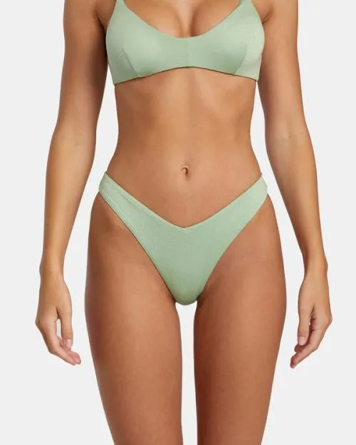 Rvca Solid Lurex High Leg Bikini Bottoms Seafoam Women Bikini Bottoms