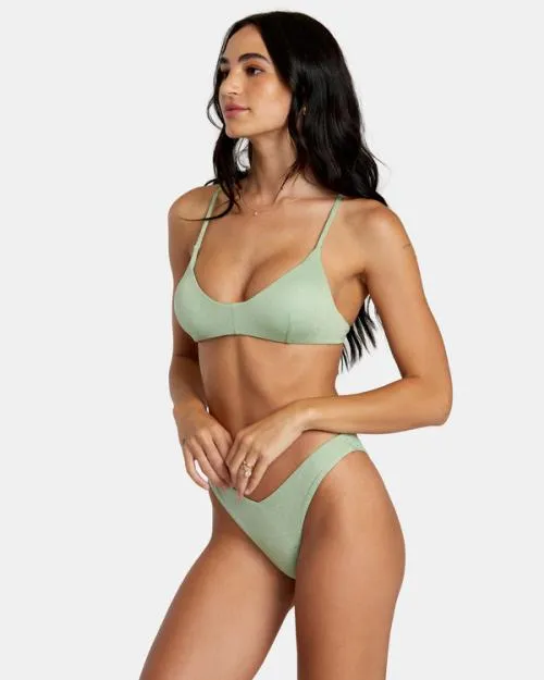 Rvca Solid Lurex High Leg Bikini Bottoms Seafoam Women Bikini Bottoms