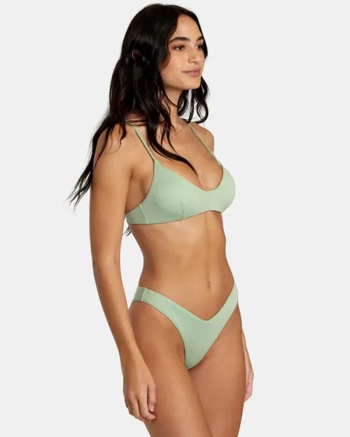 Rvca Solid Lurex High Leg Bikini Bottoms Seafoam Women Bikini Bottoms