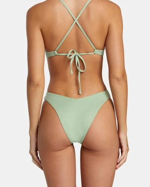 Rvca Solid Lurex High Leg Bikini Bottoms Seafoam Women Bikini Bottoms