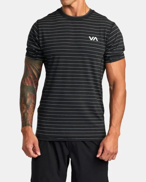 Rvca Sport Vent Stripe Technical Short Sleeve Top Black SportMen Short Sleeves