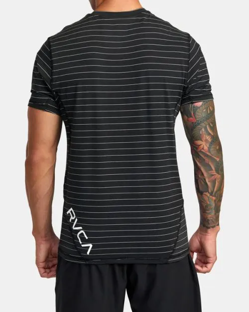 Rvca Sport Vent Stripe Technical Short Sleeve Top Black SportMen Short Sleeves