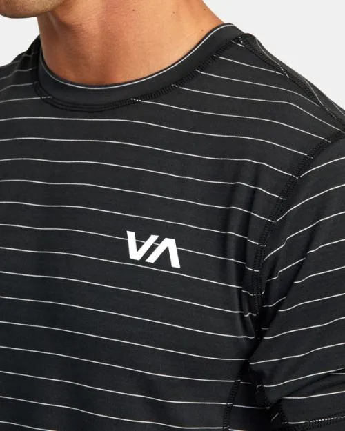 Rvca Sport Vent Stripe Technical Short Sleeve Top Black SportMen Short Sleeves