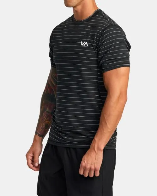Rvca Sport Vent Stripe Technical Short Sleeve Top Black SportMen Short Sleeves