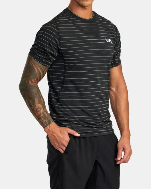 Rvca Sport Vent Stripe Technical Short Sleeve Top Black SportMen Short Sleeves