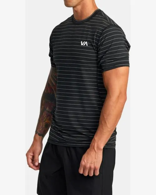Rvca Sport Vent Stripe Technical Short Sleeve Top Black SportMen Short Sleeves