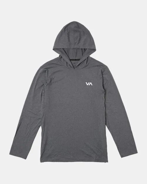Rvca Sport Vent Technical Hooded Top Charcoal Heather SportMen Long Sleeves