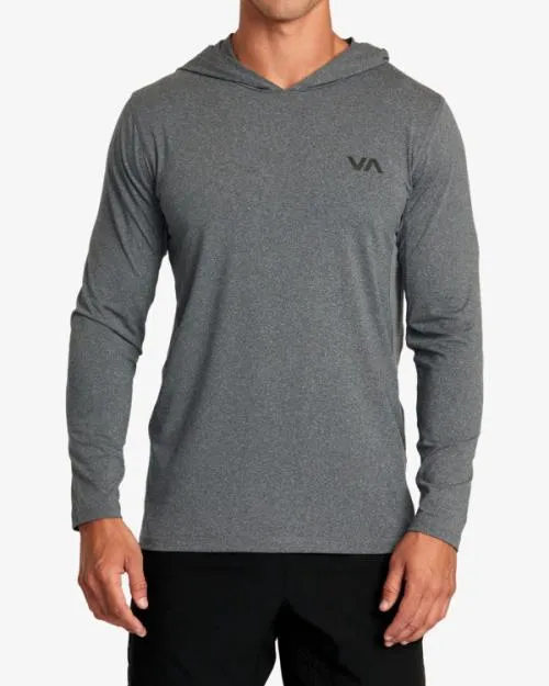 Rvca Sport Vent Technical Hooded Top Charcoal Heather SportMen Long Sleeves