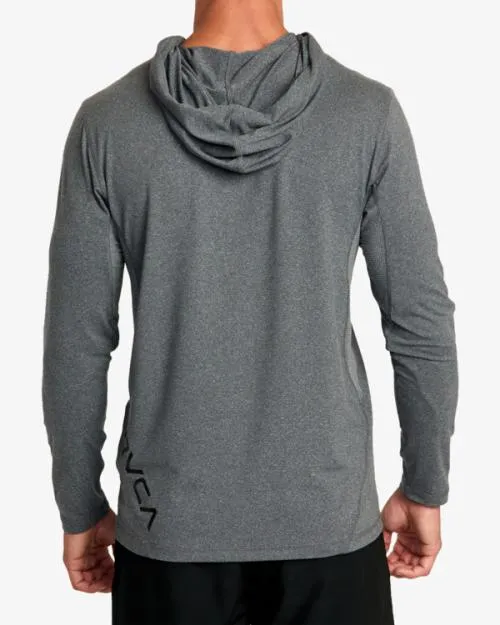 Rvca Sport Vent Technical Hooded Top Charcoal Heather SportMen Long Sleeves