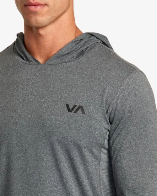 Rvca Sport Vent Technical Hooded Top Charcoal Heather SportMen Long Sleeves