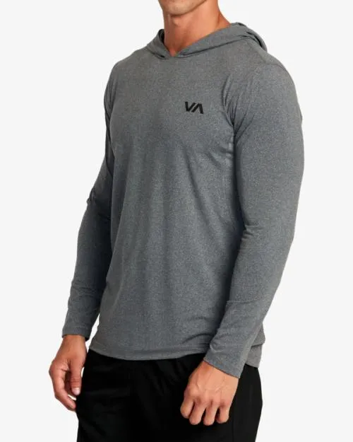 Rvca Sport Vent Technical Hooded Top Charcoal Heather SportMen Long Sleeves