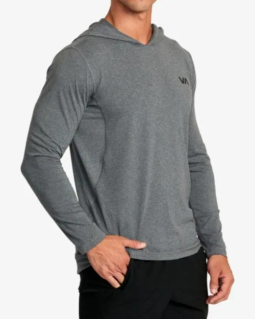 Rvca Sport Vent Technical Hooded Top Charcoal Heather SportMen Long Sleeves