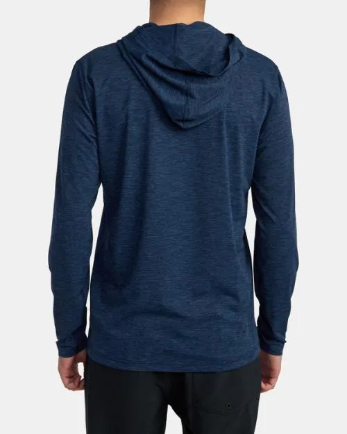 Rvca Surf Print Rashguard Hoodie Navy Heather Surf Rashguards and Surf Tees