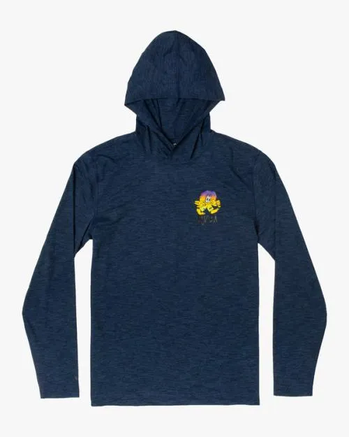 Rvca Surf Print Rashguard Hoodie Navy Heather Surf Rashguards and Surf Tees