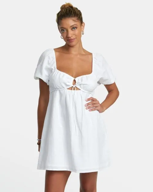 Rvca Sweet Talk Mini Dress Whisper White Women Dresses and Rompers