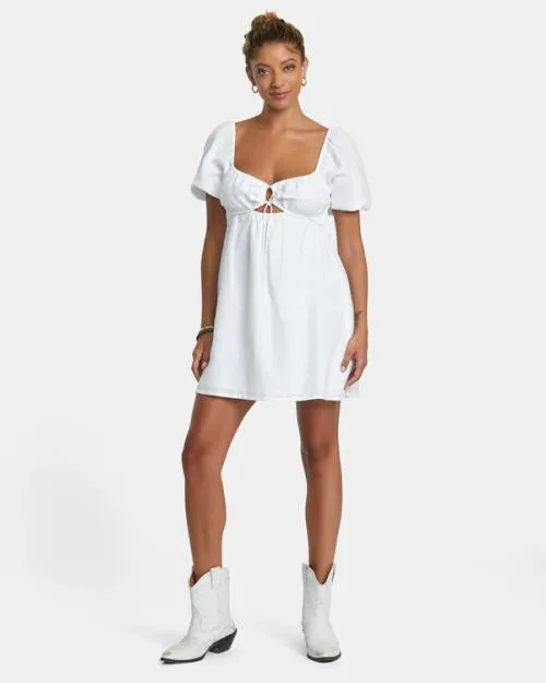 Rvca Sweet Talk Mini Dress Whisper White Women Dresses and Rompers