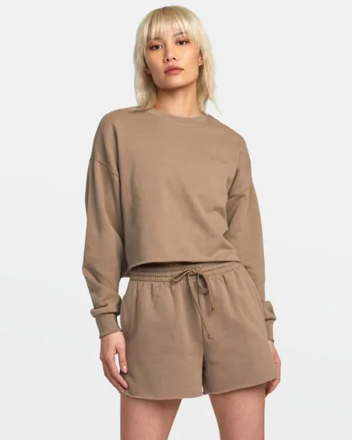 Rvca Test Drive Sweatshorts Dark Khaki Women Shorts and Skirts