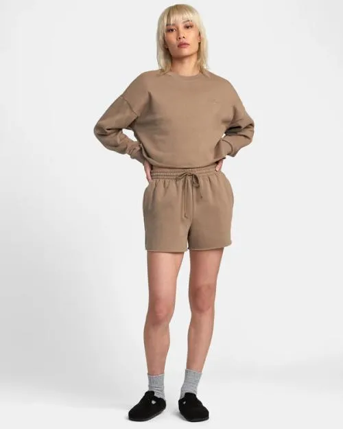 Rvca Test Drive Sweatshorts Dark Khaki Women Shorts and Skirts
