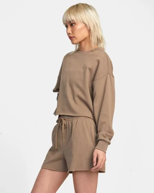 Rvca Test Drive Sweatshorts Dark Khaki Women Shorts and Skirts