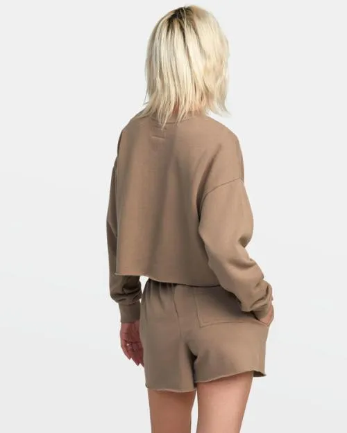 Rvca Test Drive Sweatshorts Dark Khaki Women Shorts and Skirts