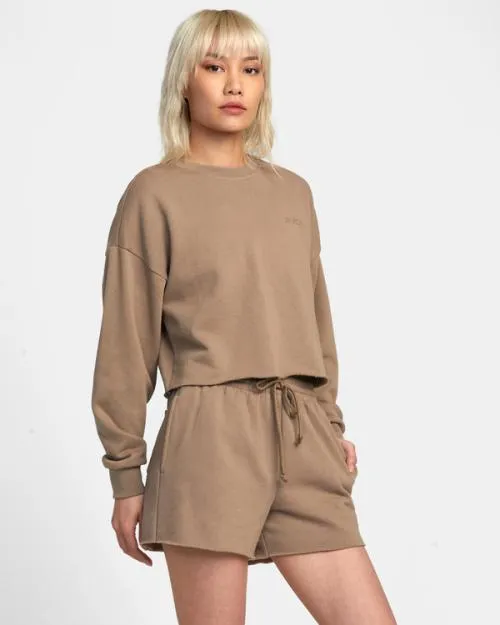 Rvca Test Drive Sweatshorts Dark Khaki Women Shorts and Skirts