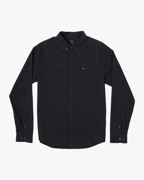 Rvca Thatll Do Stretch Long Sleeve Shirt Black Men Shirts and Flannels