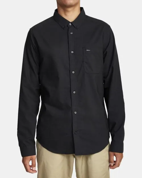 Rvca Thatll Do Stretch Long Sleeve Shirt Black Men Shirts and Flannels