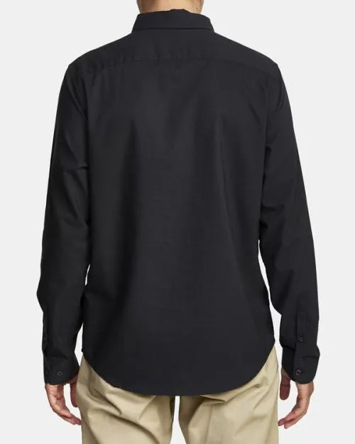Rvca Thatll Do Stretch Long Sleeve Shirt Black Men Shirts and Flannels