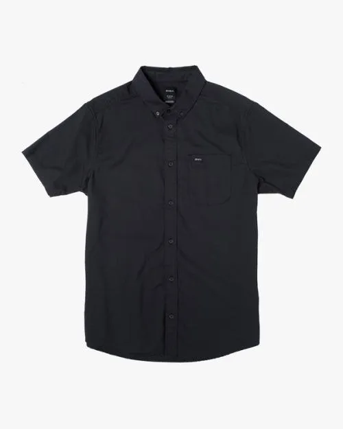 Rvca Thatll Do Stretch Short Sleeve Shirt Black Men Shirts and Flannels
