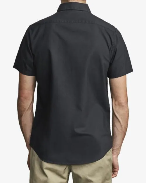 Rvca Thatll Do Stretch Short Sleeve Shirt Black Men Shirts and Flannels