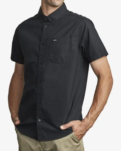Rvca Thatll Do Stretch Short Sleeve Shirt Black Men Shirts and Flannels