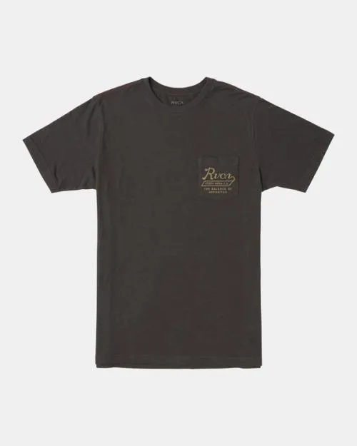 Rvca Valley Script TShirt Pirate Black Men Short Sleeves