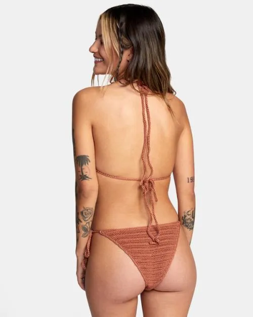 Rvca Westside Slide Triangle Bikini Top Burnt Copper Women Bikini Tops