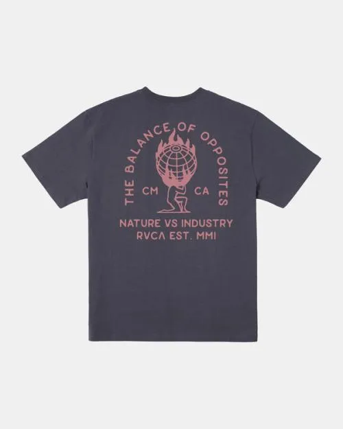 Rvca World Weight TShirt Garage Blue Men Short Sleeves