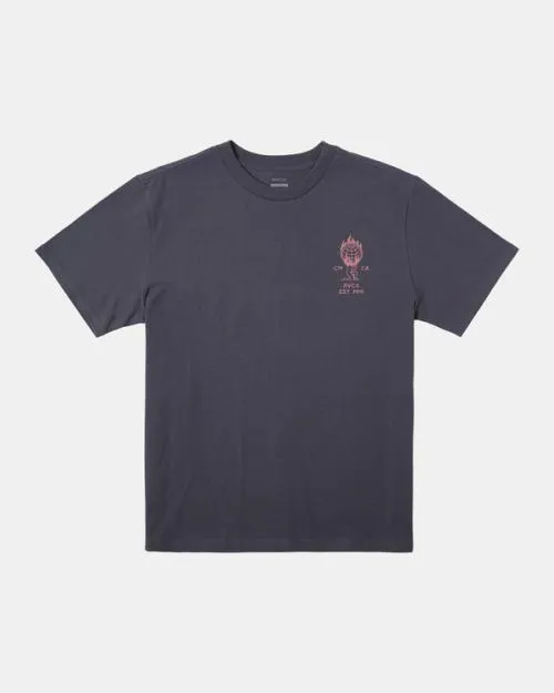 Rvca World Weight TShirt Garage Blue Men Short Sleeves