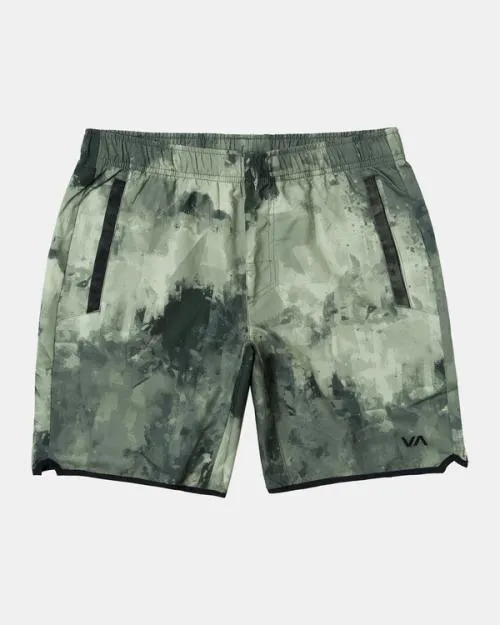 Rvca Yogger IV Elastic Waist Shorts 17034 Green Camo Ii Men Athletic Shorts