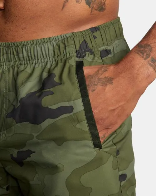 Rvca Yogger IV Elastic Waist Shorts 17034 Green Camo Ii Men Athletic Shorts