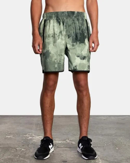 Rvca Yogger IV Elastic Waist Shorts 17034 Green Camo Ii Men Athletic Shorts