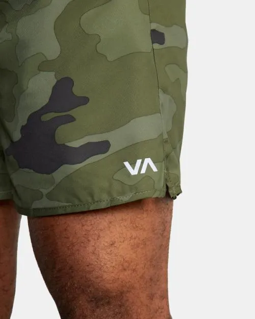 Rvca Yogger IV Elastic Waist Shorts 17034 Green Camo Ii Men Athletic Shorts