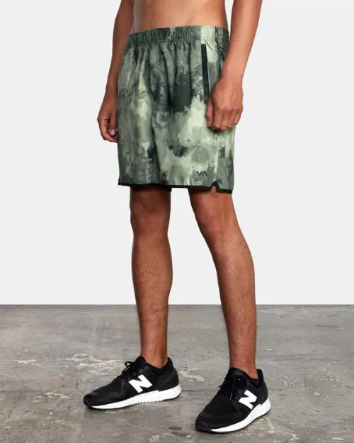 Rvca Yogger IV Elastic Waist Shorts 17034 Green Camo Ii Men Athletic Shorts