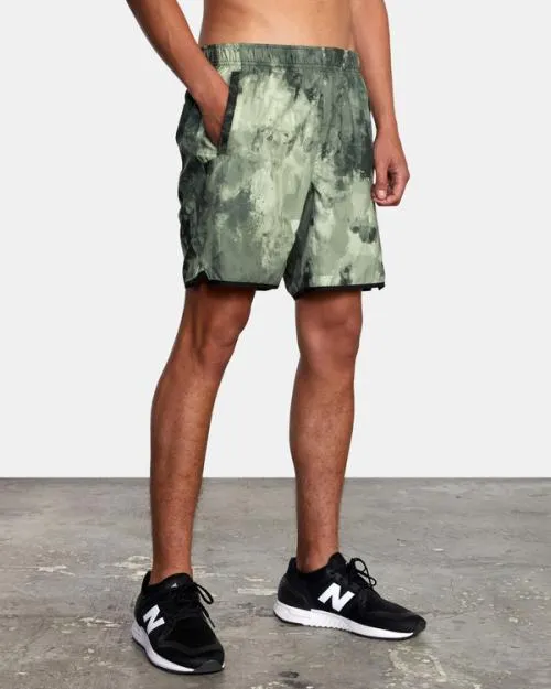 Rvca Yogger IV Elastic Waist Shorts 17034 Green Camo Ii Men Athletic Shorts