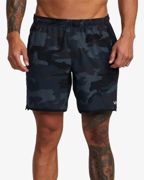 Rvca Yogger Stretch Elastic Waist Shorts 17034 Camo Men Athletic Shorts