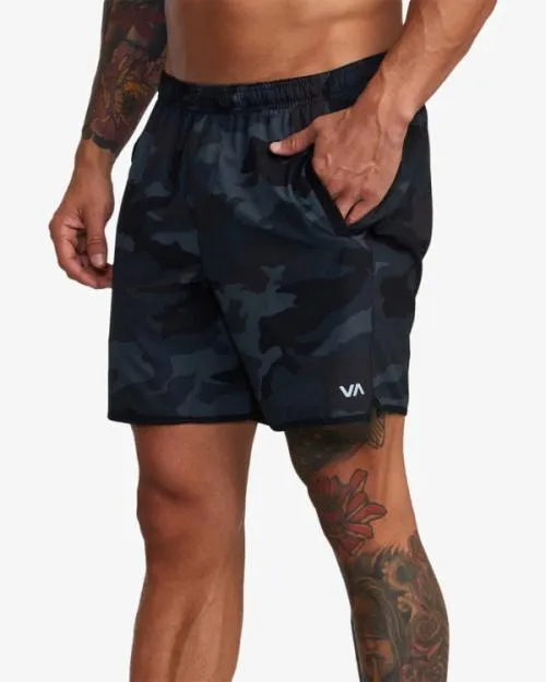 Rvca Yogger Stretch Elastic Waist Shorts 17034 Camo Men Athletic Shorts