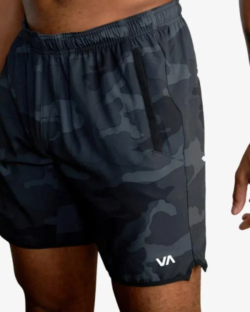 Rvca Yogger Stretch Elastic Waist Shorts 17034 Camo Men Athletic Shorts