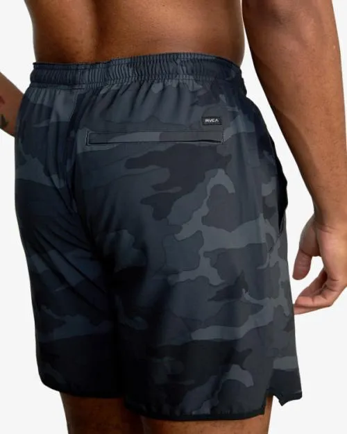 Rvca Yogger Stretch Elastic Waist Shorts 17034 Camo Men Athletic Shorts
